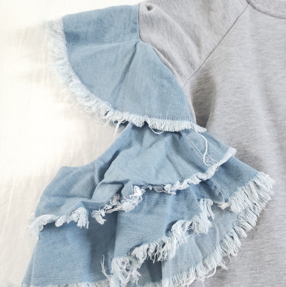 Urban Bliss Denim Mix Sweat Top - Picture 2 of 3